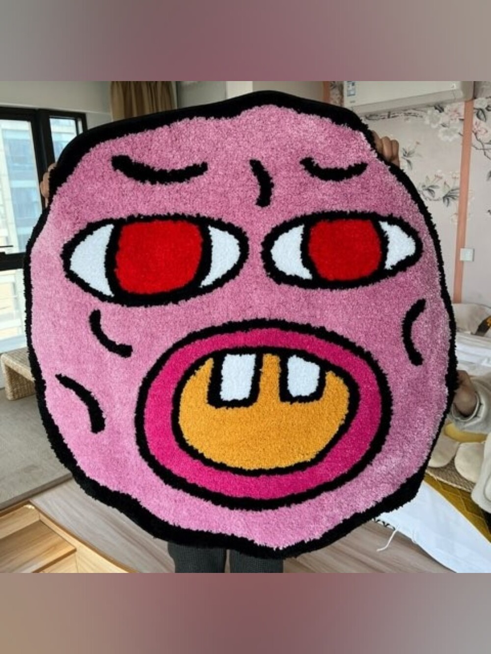 LAKEA Pink Cartoon Face Door Mat